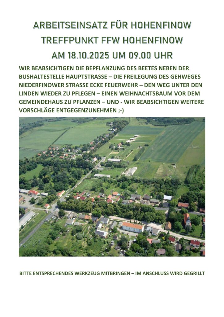 ARBEITSEINSATZ FÜR HOHENFINOW18.10.2025
